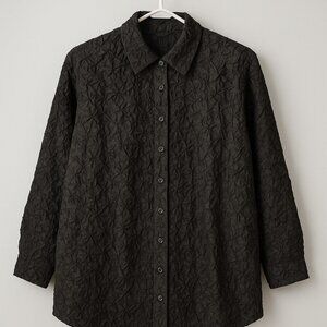 Magic Scarf Crush Origami Crinkle Black Shirt Women's 2XL Y2K 90's Stretch Shiny